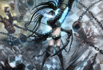 Картинка аниме black rock shooter цепи магия оружие девушка