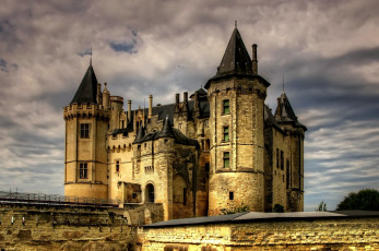 Картинка шато де сомюр франция города замки луары каменный башни