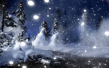 Картинка природа зима снег сугробы ели