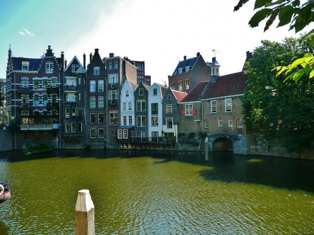 Обои картинки фото роттердам, голландия, города, улицы, площади, набережные, вода, деревья