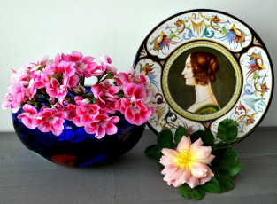 Картинка цветы разные вместе герань профиль блюдо портрет роза