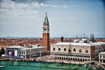 Картинка города венеция италия гондолы дворец дожей