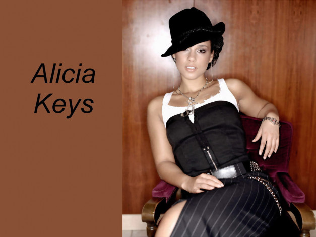 Обои картинки фото alicia, keys, музыка, брюнетка, певица, шляпа