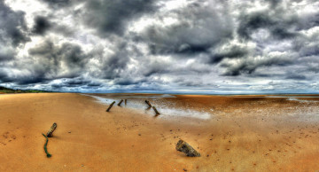Картинка природа побережье океан горизонт пляж песок тучи