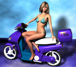 обоя мотоциклы, 3d, мотоцикл, девушка, взгляд