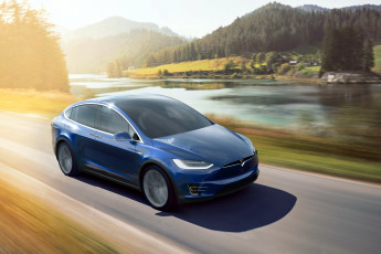 Картинка автомобили tesla синий 2015г p90d model x