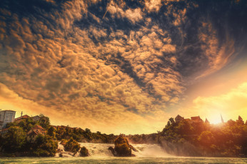 Картинка природа восходы закаты закат поток вода вечер водопад