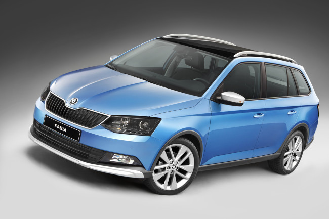 Обои картинки фото автомобили, skoda, синий, nj, 2016г, scoutline, combi, fabia