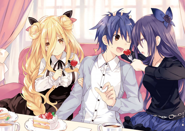 Обои картинки фото аниме, date a live, itsuka, shidou, yatogami, tohka, hoshimiya, mukuro