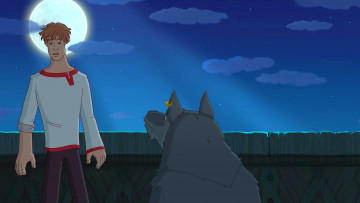 Картинка мультфильмы иван+царевич+и+серый+волк+2 парень луна ночь волк