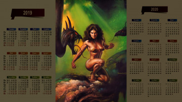 обоя календари, фэнтези, существо, девушка