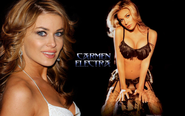 Обои картинки фото девушки, carmen electra, белье, лицо, блондинка