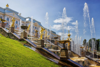 Картинка города санкт-петербург +петергоф+ россия peterhof fountains russia скульптуры каскад фонтаны