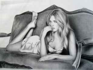 Картинка рисованное люди фон девушка диван