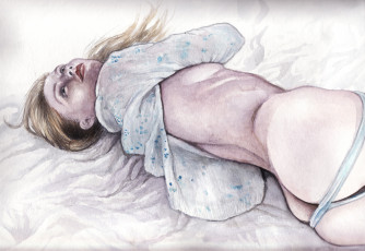 Картинка рисованное люди фон девушка пижама