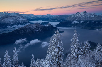 Картинка природа пейзажи зима озеро горы