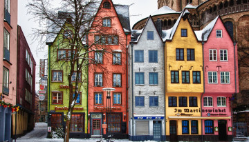 Картинка кёльн города кельн+ германия снег здания зима дома улица