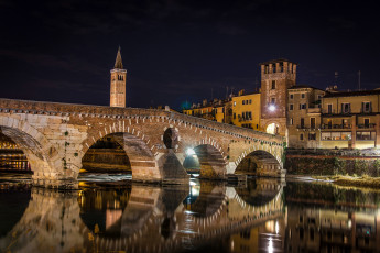 обоя verona ponte di pietra, города, верона , италия, простор