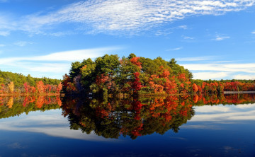 Картинка природа реки озера отражение деревья река осень