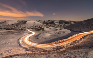 Картинка природа дороги зима дорога огни