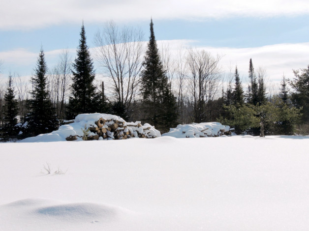 Обои картинки фото природа, зима, снег, дрова