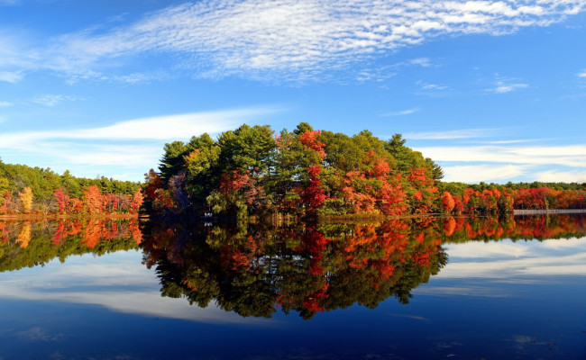 Обои картинки фото природа, реки, озера, отражение, деревья, река, осень