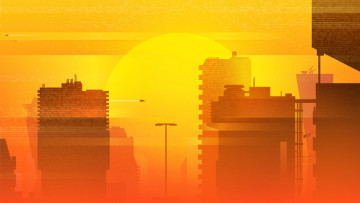 Картинка векторная+графика город+ city by michael ретровейв синтвейв futuresynth synthwave retrowave synth summer город солнце закат