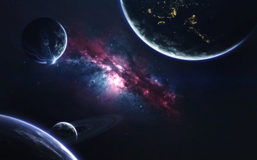 Картинка космос арт планеты вселенная галактики звезды