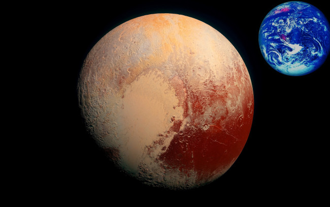 Обои картинки фото космос, плутон, земля