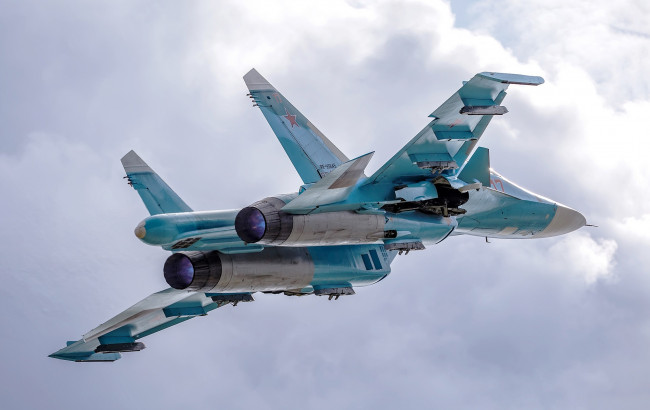 Обои картинки фото su-34 tactical bomber, авиация, боевые самолёты, россия, ввс