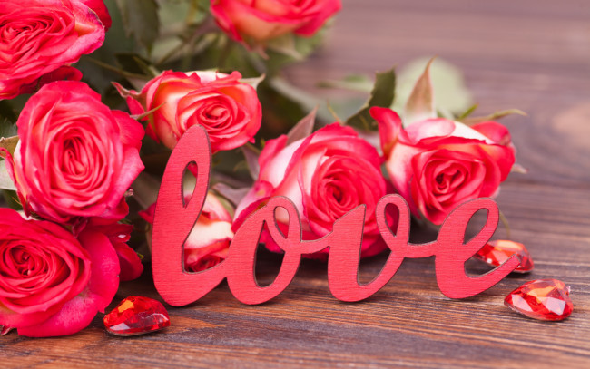 Обои картинки фото праздничные, день святого валентина,  сердечки,  любовь, сердечки, розы, надпись