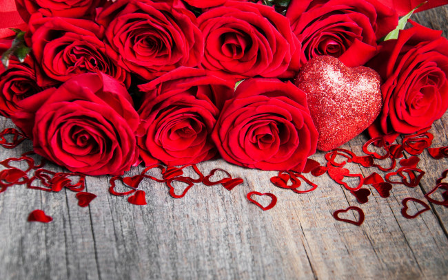 Обои картинки фото праздничные, день святого валентина,  сердечки,  любовь, алые, розы, сердечки