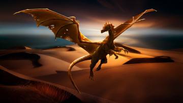 Картинка фэнтези драконы дракон полёт летит крылья существо другой мир местность