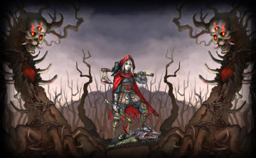 Картинка видео+игры akaneiro +demon+hunters девушка топоры кровь монстры