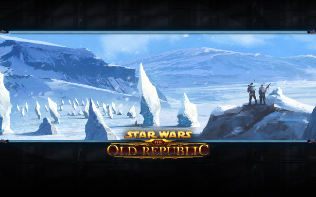 Обои картинки фото видео игры, star wars,  the old republic, горы, камни, снег, люди