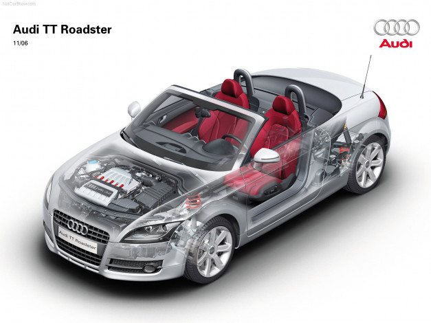 Обои картинки фото audi, tt, roadster, 2007, автомобили, рентген