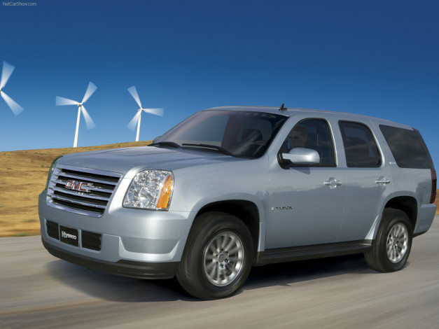 Обои картинки фото gmc, yukon, hybrid, 2008, автомобили, gm