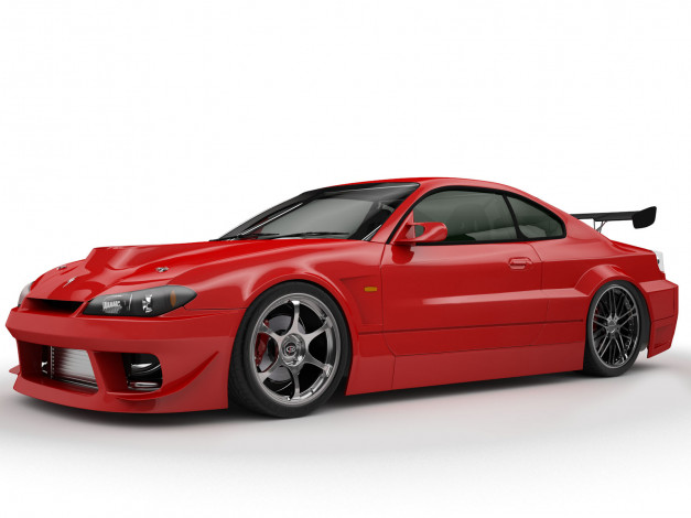 Обои картинки фото автомобили, 3д, red, 3d, nissan, silvia