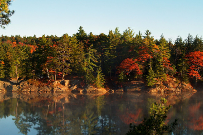 Обои картинки фото канада, онтарио, килларни, природа, реки, озера, лес, осень, река