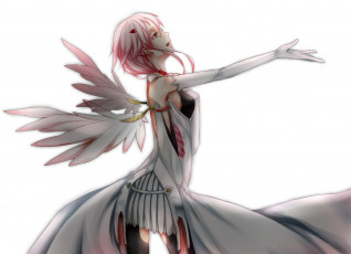 Картинка аниме guilty+crown крылья платье yuzuriha inori перья музыка девушка пение