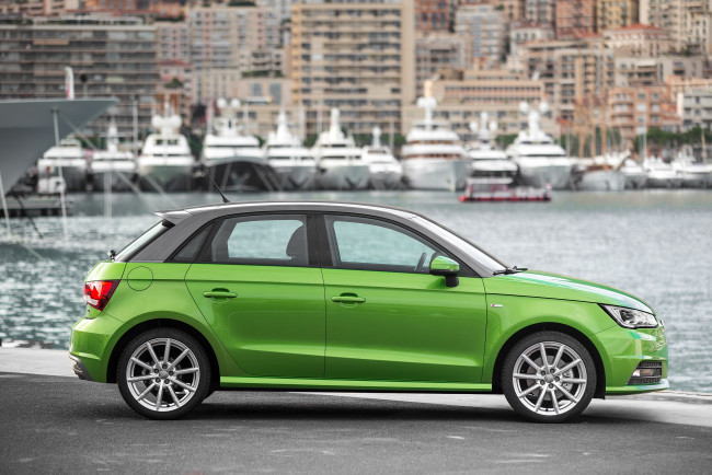 Обои картинки фото автомобили, audi, 2014г, 8x, tdi, a1, sportback, s, line, зеленый