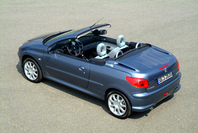 Обои картинки фото автомобили, peugeot, синий, 2006г, roxy, cc, 206