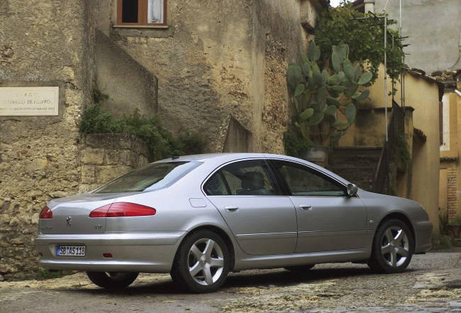 Обои картинки фото автомобили, peugeot, серый, 2004г, hdi, v6, 2-7, 607