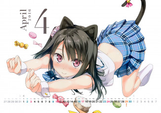 Картинка календари аниме девочка 2016 апрель