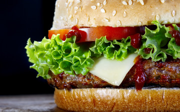 обоя еда, бутерброды,  гамбургеры,  канапе, hamburger, meat, lettuce, bread, tomatoes
