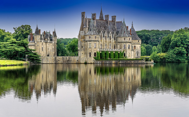 Обои картинки фото le ch&, 226, teau de la bretesche - missilac - bretagne, города, замки франции, замок, пруд, парк
