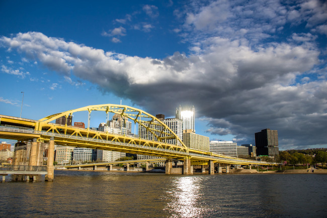 Обои картинки фото pittsburgh, города, питтсбург , сша, река, мост