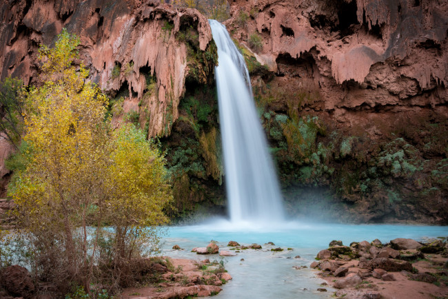 Обои картинки фото природа, водопады, поток, вода, водопад, деревья
