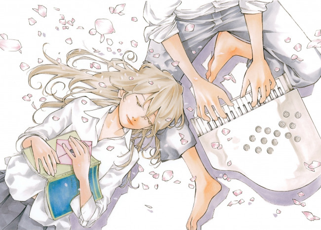 Обои картинки фото аниме, shigatsu wa kimi no uso, shigatsu, wa, kimi, no, uso, арт, девочка, мальчик, музыка, arima, kousei, miyazono, kawori