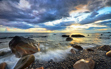 Картинка природа побережье волны камни